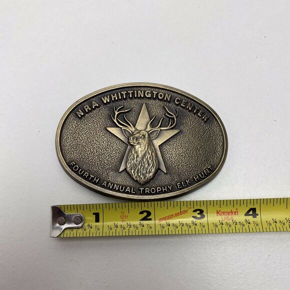 Vintage RJ Solid Brass NRA Whittington New Mexico Fourth Annual Trophy Elk Hunt - Picture 4 of 5